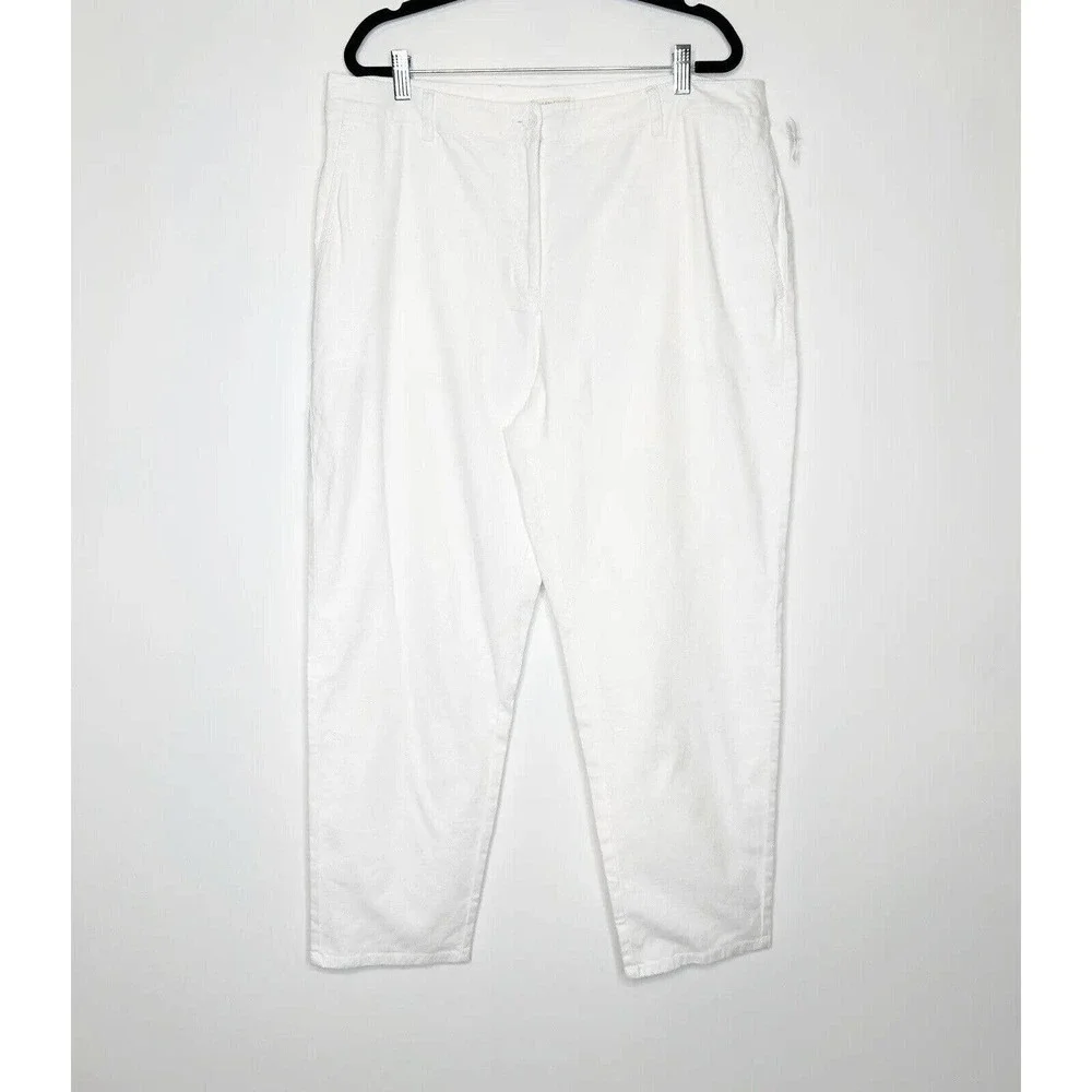 NEW Eileen Fisher Cotton Hemp Tapered Ankle Pants High Rise White Size 16